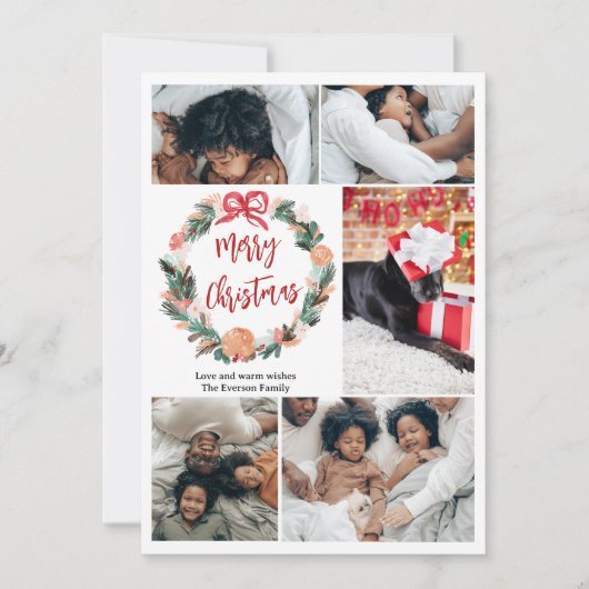 手の絵を描水の色のリースクリスマス6写真 シーズンカード (正面)