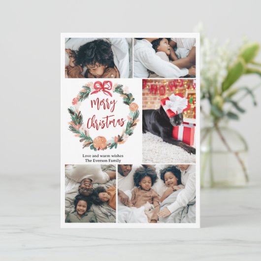 手の絵を描水の色のリースクリスマス6写真 シーズンカード (スタンド正面)