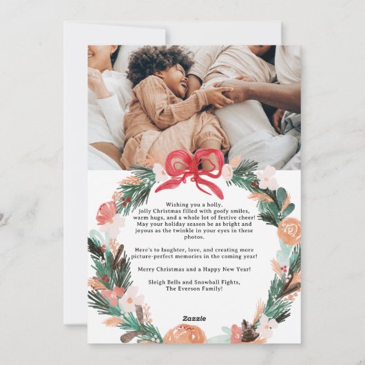 手の絵を描水の色のリースクリスマス6写真 シーズンカード (裏面)