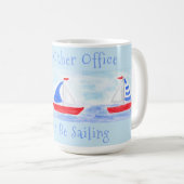 手の絵を描水の色の帆船はむしろセーリングされている コーヒーマグカップ (正面右)