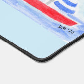 手の絵を描水の色の帆船はむしろセーリングされている デスクマット (コーナー)