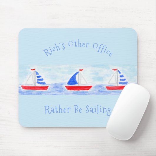手の絵を描水の色の帆船はむしろセーリングされている マウスパッド (マウス)