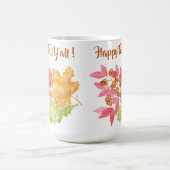 手の絵を描水の色の紅葉+ベリーのマグカップ コーヒーマグカップ (中央)