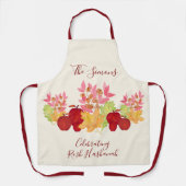 手の絵を描水の色の離れApple Rosh Hashanah エプロン (正面)