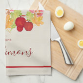 手の絵を描水の色の離れApple Rosh Hashanah キッチンタオル (四つ折り)