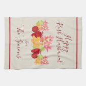 手の絵を描水の色の離れApple Rosh Hashanah キッチンタオル (横)