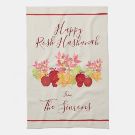 手の絵を描水の色の離れApple Rosh Hashanah キッチンタオル