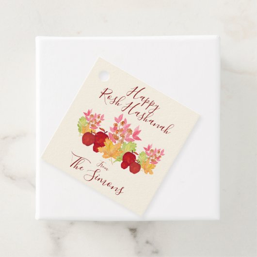 手の絵を描水の色の離れApple Rosh Hashanah フェイバータグ (インサイチュ)