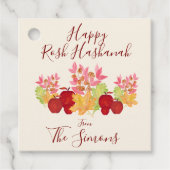 手の絵を描水の色の離れApple Rosh Hashanah フェイバータグ (正面)