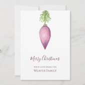 手の絵を描水の色ピンクのクリスマスバウブル シーズンカード (正面)