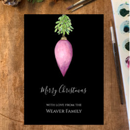 手の絵を描水の色ピンクのクリスマスバウブル シーズンカード