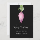 手の絵を描水の色ピンクのクリスマスバウブル シーズンカード (正面)