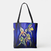 手の絵を描水の色熱帯エキゾチックの蘭 トートバッグ (裏面)