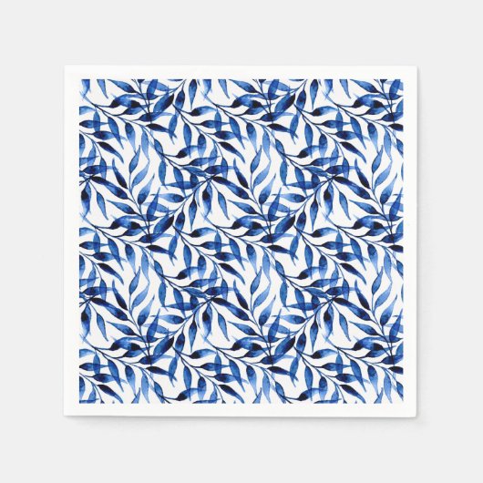 手の絵を描水色のインクパターン スタンダードカクテルナプキン (正面)