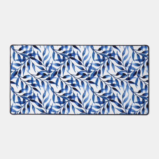 手の絵を描水色のインクパターン デスクマット (正面)