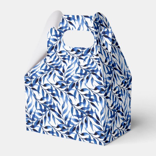 手の絵を描水色のインクパターン フェイバーボックス (正面サイド)