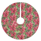 手の絵を描水色のポインセチア ブラッシュドポリエステルツリースカート (正面)