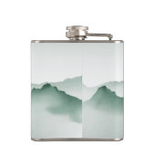 手の絵を描水色の山の風景 フラスク (裏面)