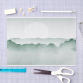 手の絵を描水色の山の風景 薄葉紙 (クラフト)