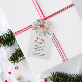 手の絵を描水色の植物性クリスマス ギフトタグ