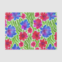 手の絵を描水色の花カラフルピンク色