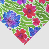 手の絵を描水色の花カラフルピンク色 薄葉紙 (詳細)