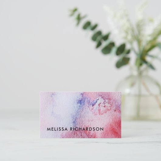 手の絵を描水色の青いピンクのスパター 名刺 (スタンド正面)