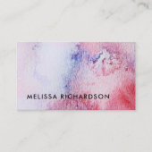 手の絵を描水色の青いピンクのスパター 名刺 (正面)