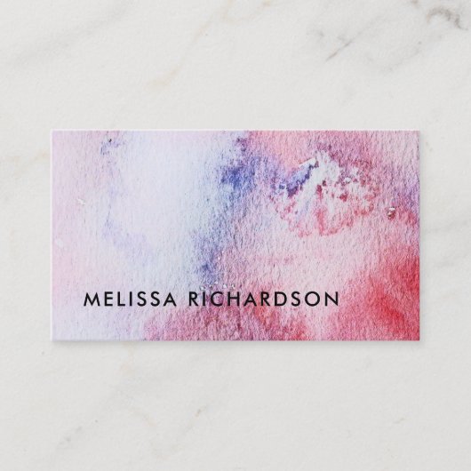 手の絵を描水色の青いピンクのスパター 名刺 (正面)