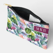 手の絵を描水色サボテンのパターン アクセサリーポーチ (見開き)