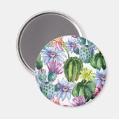 手の絵を描水色サボテンのパターン マグネット (正面/裏面)