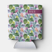 手の絵を描水色サボテンのパターン 缶クーラー (裏面)