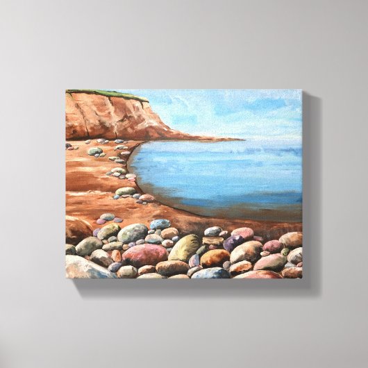 手の絵を描海の風景 キャンバスプリント (正面)