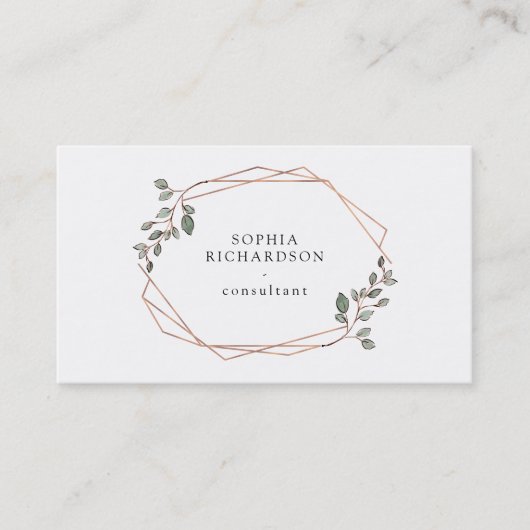 手の絵を描葉 | バラ金ゴールド幾何学 名刺 (正面)