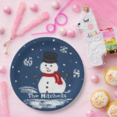 手の絵を描雪だるま ペーパープレート (パーティー)