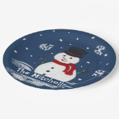 手の絵を描雪だるま ペーパープレート (アングル)