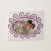 手の絵を描頭状の楕円形のフォトフレーム ジグソーパズル (横)