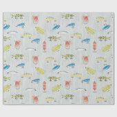 手の絵を描魚釣りが木に浮く ラッピングペーパー (フラット)