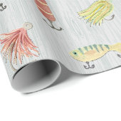 手の絵を描魚釣りが木に浮く ラッピングペーパー (ロールコーナー)