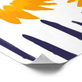 手の絵を描黄色い花の継ぎ目のない模様 ポスター (角)