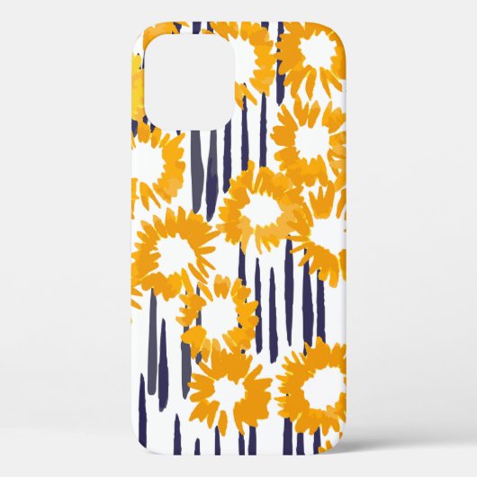 手の絵を描黄色い花の継ぎ目のない模様 Case-Mate iPhoneケース (裏面)
