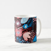手の絵画抽象芸術の水の色スケッチDoodle Fl コーヒーマグカップ (正面右)