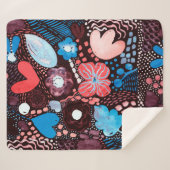 手の絵画抽象芸術の水の色スケッチDoodle Fl シェルパブランケット (正面(横))