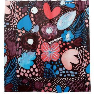 手の絵画抽象芸術の水の色スケッチDoodle Fl シャワーカーテン