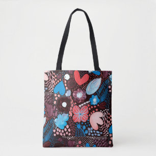 手の絵画抽象芸術の水の色スケッチDoodle Fl トートバッグ