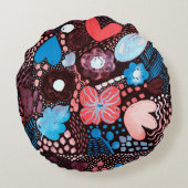 手の絵画抽象芸術の水の色スケッチDoodle Fl ラウンドクッション (裏面)