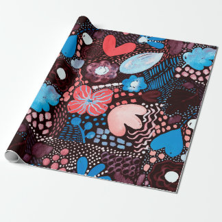 手の絵画抽象芸術の水の色スケッチDoodle Fl ラッピングペーパー