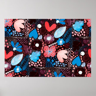 手の絵画抽象芸術水の色のスケッチDoodle Fl ポスター