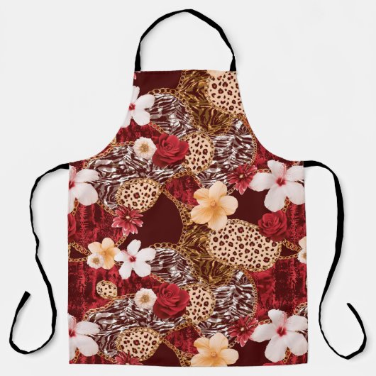 手の絵画抽象芸術水色ヒョウゼブラアン エプロン (正面)