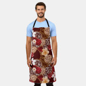 手の絵画抽象芸術水色ヒョウゼブラアン エプロン (着用した状態)